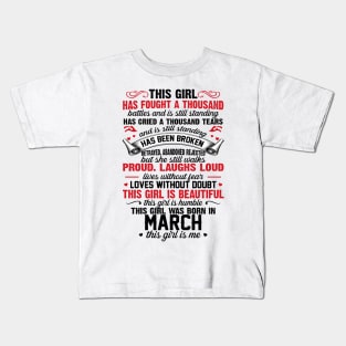 This Girl Was Born In March Kids T-Shirt